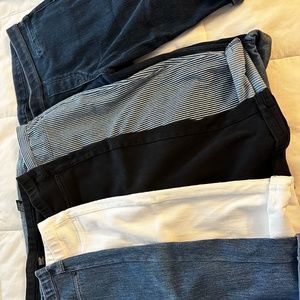 Hue Denim Bermuda Shorts, Striped, Size M